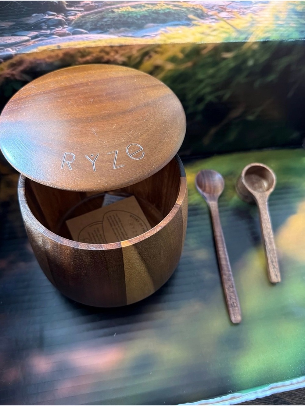 RYZE Wooden Storage Jar Set with Scoop and Spoon